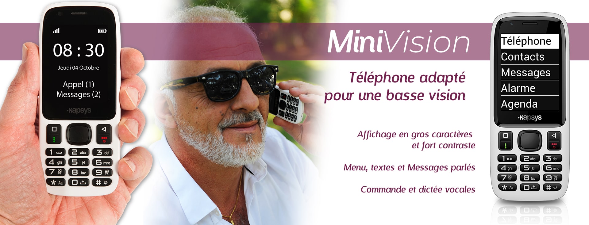 Téléphone adapté gros caractères et vocal, MiniVision par VISIOLE Téléphone adapté gros caractères et vocal, MiniVision par VISIOLE