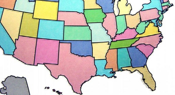 carte des Etats Unis en Braille et couleur