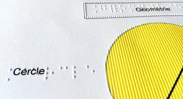 feuille Braille de géométrie en couleur, emprint SpotDOt