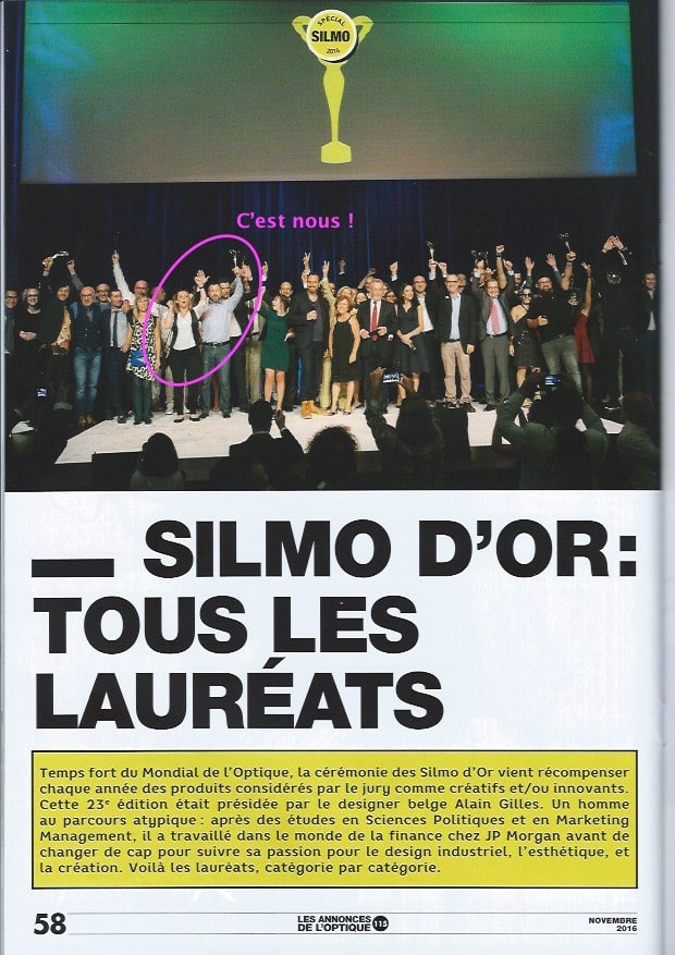 article de presse sur SILMO d'OR dans les_annonces_de_loptique_-nov_2017