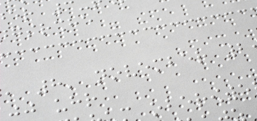 Feuille imprimée en Braille