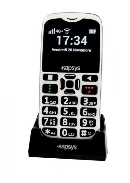 MiniVision2 téléphone avec gros caractères avec socle charge