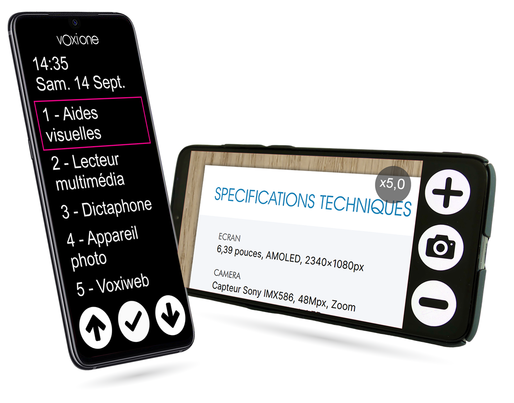 VOXIONE, loupe parlante et téléphone adapté