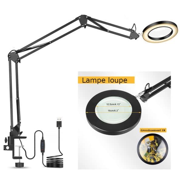 LED Lampe Loupe sur pied - Long Reach Magnifier Lamp LED