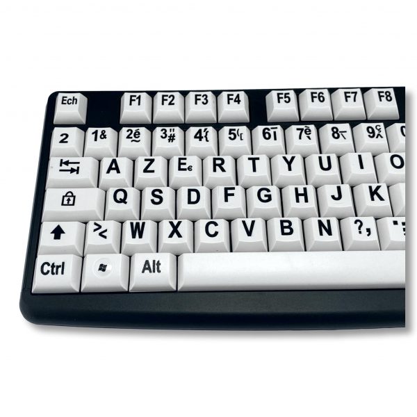 clavier PC gros caractères noirs sur touches blanches