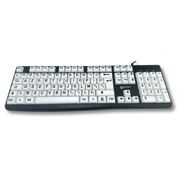 clavier PC gros caractères noirs sur touches blanches