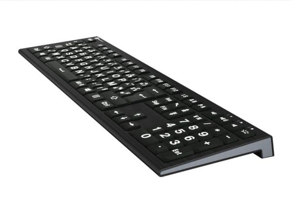 clavier rétroéclairé gros caractères blanc sur noir