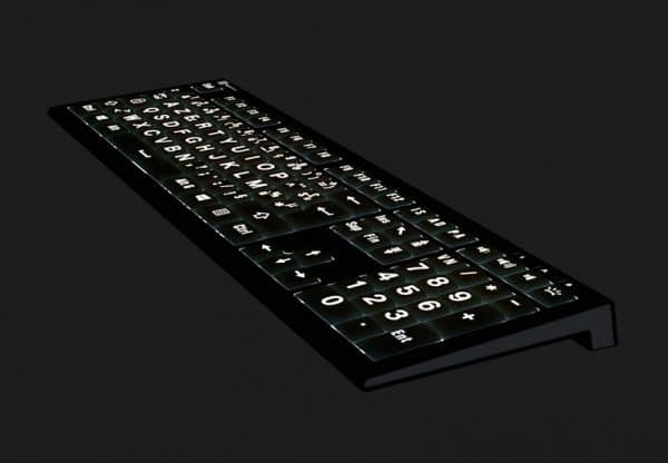 clavier rétroéclairé grosses touches de nuit caractères blanc sur noir